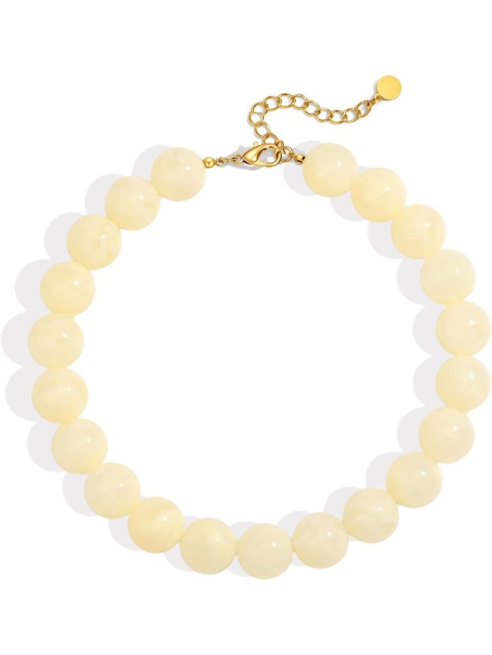 Women's 20MM Beige Chunky Resin Bead Choker Boho Summer Beach Jewelry